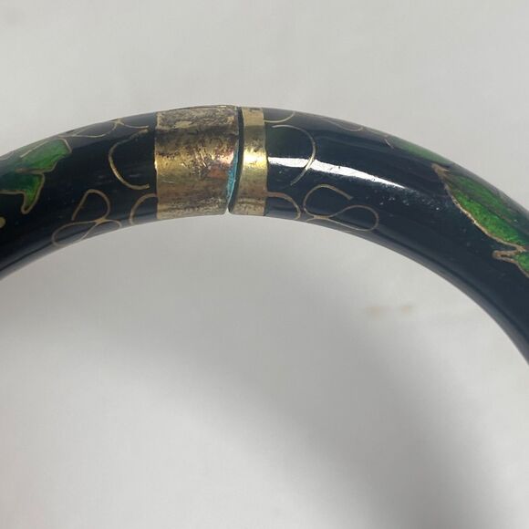 Vintage Cloisonné Enamel Bangle Bracelet Lot-Set of 3-Floral–Mixed Thickness - Picture 8 of 8